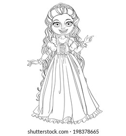 Young princess with long hair outlined