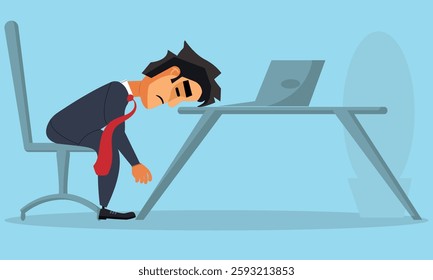 Young Professional Businessman with Fatigue at work, Executive with stress because of overload in the workplace, Overworked office worker unhappy and weary with chronic depression