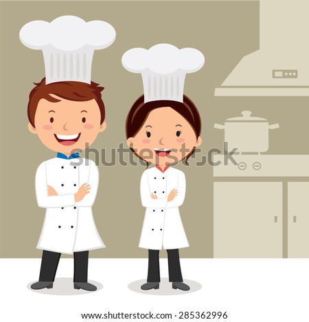 Young professional chefs. Culinary chefs. Chefs with arms crossed. 