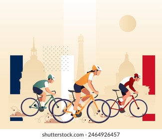 Young  Professional Cyclist in Paris - Stock Illustration as EPS 10 File