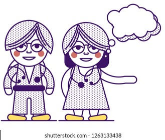 Young professional doctors. Vector illustration of characters . Children play doctors