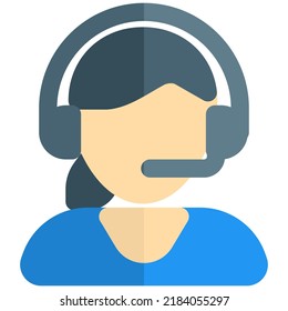 Young Professional Female Telecaller With Low Ponytail And Headphone