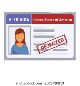 Young professional woman is holding a rejected united states of america work visa