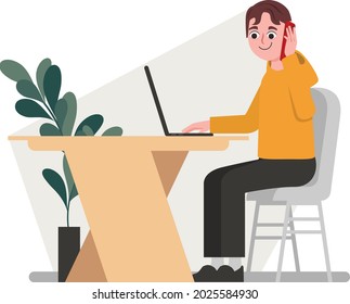 Joven programador, empresario, independiente, trabajando en un escritorio con laptop.