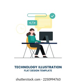 Young programmer concentrated at working project. Developing programming and coding technologies. Screen with codes, developer at work with task