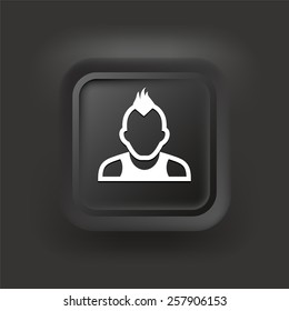 Young Punk Man  on Black  Bevel Square Buttons