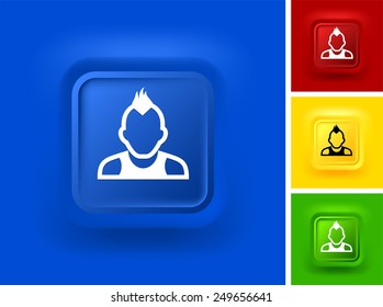 Young Punk Man  on Color Square Buttons