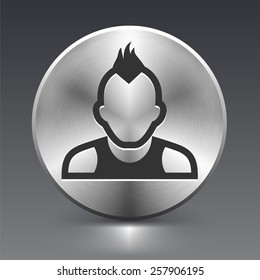 Young Punk Man  on Silver Round Buttons