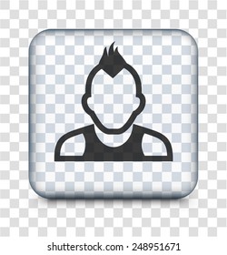 Young Punk Man  on Transparent Square Buttons