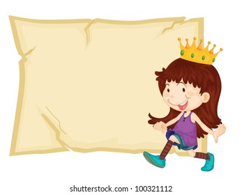 Young queen in front of paper