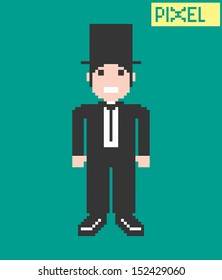 young rabbi with hat pixel art character