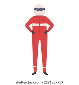 Young racer icon cartoon vector. Race car team. Auto stop