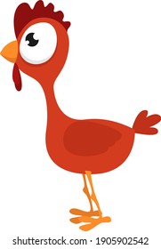 Young red hen, illustration, vector on a white background.