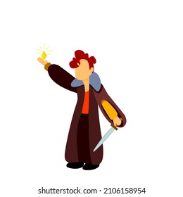 
young red-haired wizard with a sword