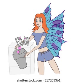 Young redhead butterfly lady declutters her boyfriend pictures and their pointless relations
