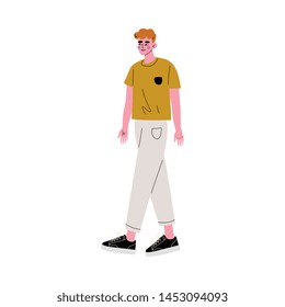 Young Redhead Handsome Man in Casual Clothes Vector Illustration