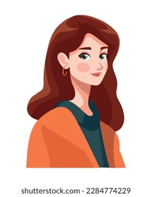 young redhead woman profile character