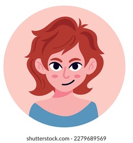 young redhead woman smiling character