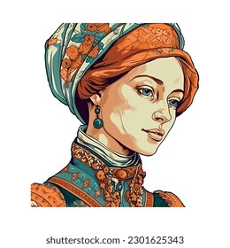 young renaissance woman wearing elegant suit isolated