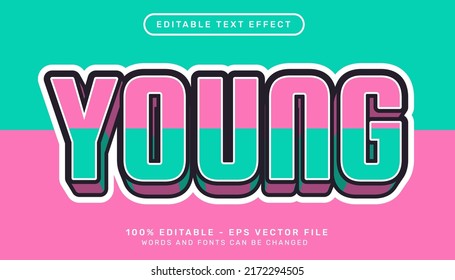 young retro color 3d text effect and editable text effect vintage style