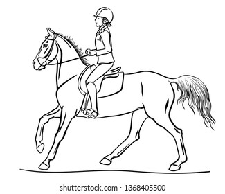 Young rider cantering on a sport pony.