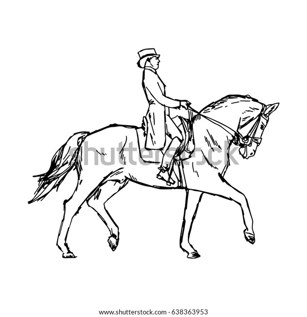 Young Rider Man On Horse Dressage Stock Vector (Royalty Free) 638363953