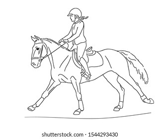 Young rider on a sports pony in the arena