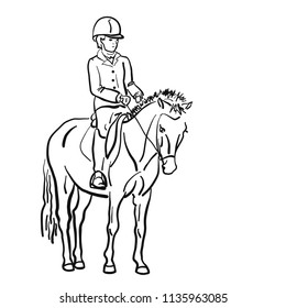 The young rider sitting on a pony.