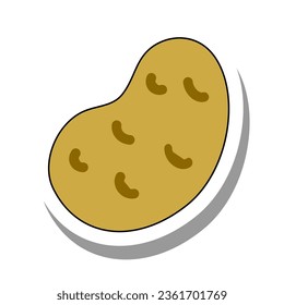 Young ripe potato flat paper sticker. Fresh healthy vegetable or edible plant for cooking and eating isolated on white background. Seasonal harvest, farming, cuisine concept