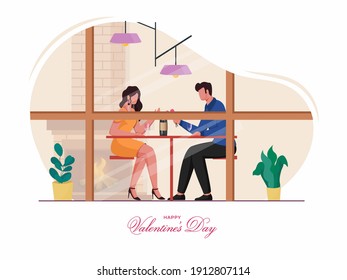 Young Romantic Couple Celebrating Date In Home On The Occasion Of Happy Valentine's Day Concept.