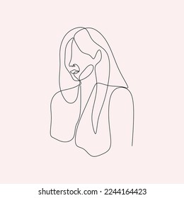 young romantic couple continuous drawing single line art