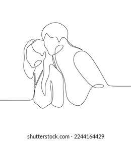 young romantic couple continuous drawing single line art