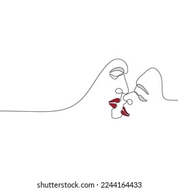 young romantic couple continuous drawing single line art