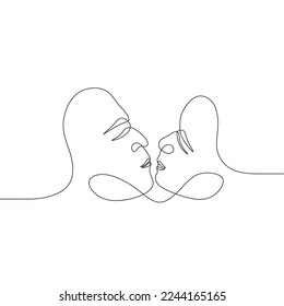 young romantic couple continuous drawing single line art