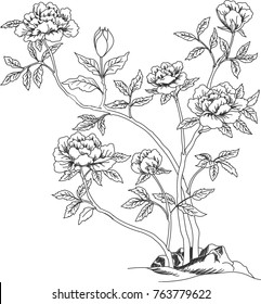 jóvenes rosales. En ejecución lineal, ilustración vectorial.