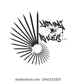 young rules graffiti typographygraphic print , Abstract fashion drawing and creative design for t-shirts, mugs, graphic tee, sweatshirt, cases, etc. Illustration in modern style for clothes.
