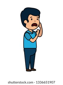 young sad man character