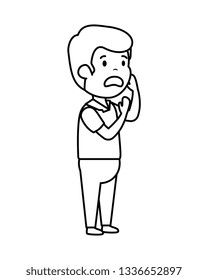 young sad man character