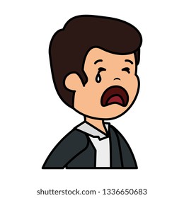 young sad man crying character