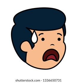 young sad man sweating character