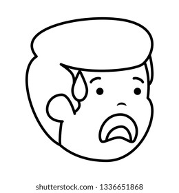 young sad man sweating character