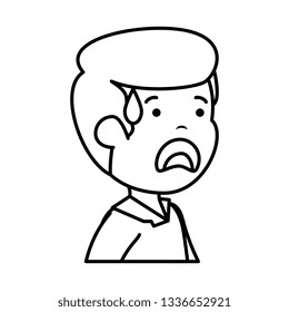 young sad man sweating character