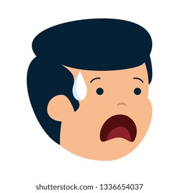 young sad man sweating character