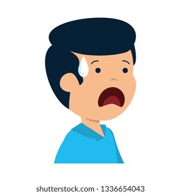 young sad man sweating character
