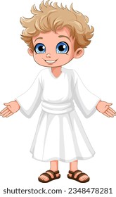 Young Saint medieval cartoon character illustration