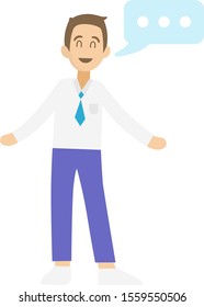 Young Sales Associate. Flat Vector Illustration Of Salesman On A Clear Background