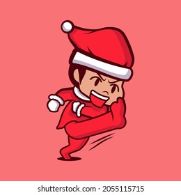 Young Santa has a pose kick