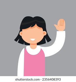 A young Saudi girl wearing a school uniform. vector premium