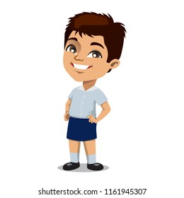 A young school boy wearing school uniform