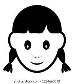 
Young school girl line icon, kid avatar 
